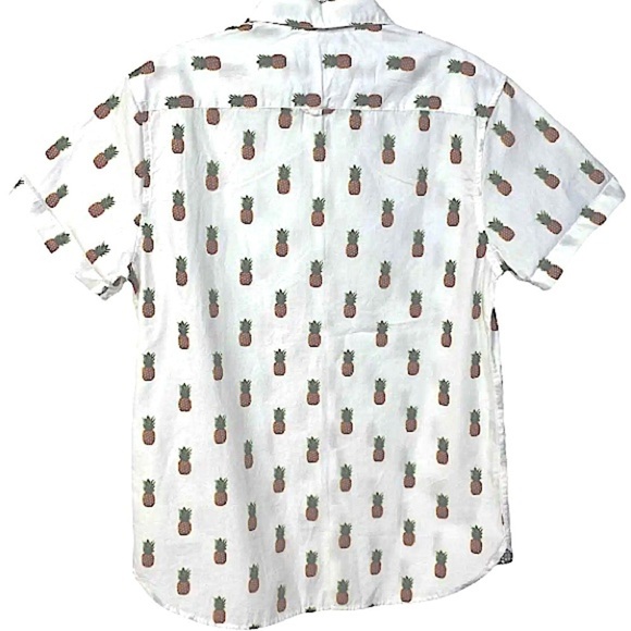 Denim &‎ Flowers EUC Mens slim fit, button up pineapple shirt, size small - Picture 7 of 16